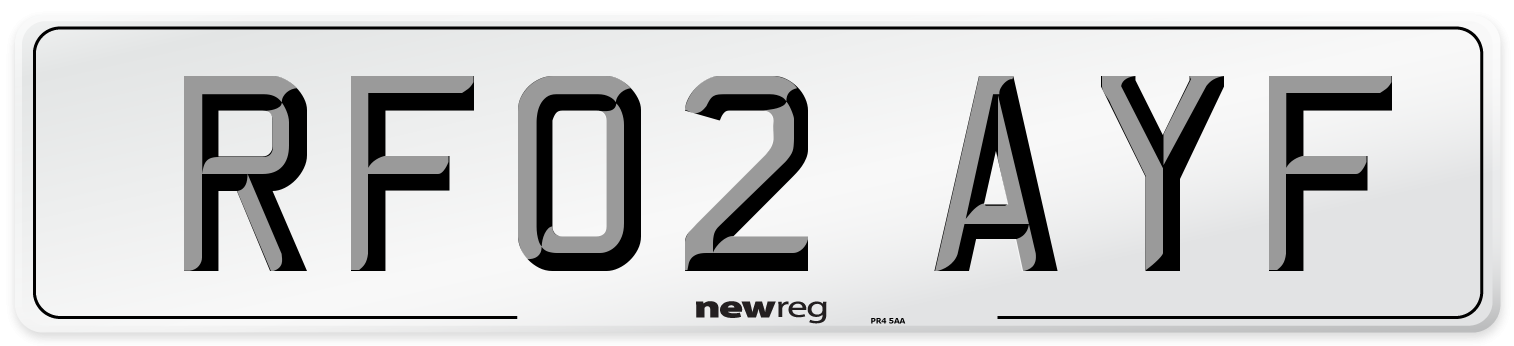 RF02 AYF Number Plate from New Reg